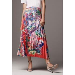 H&M Women’s Pleated Midi Skirt Hawaiian Exotic Touriste Tropical Size 6 Vacation